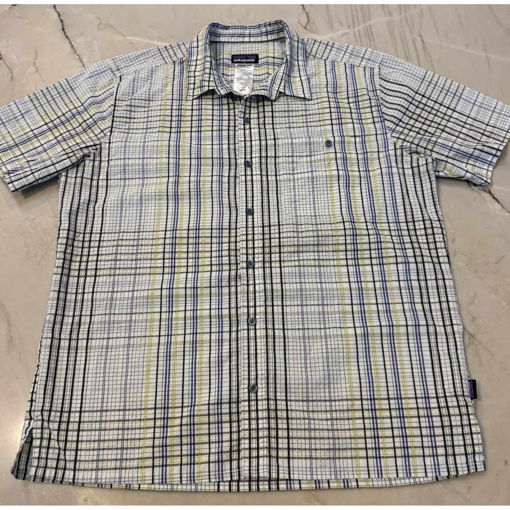 Patagonia Men's Organic Cotton Plaid Short Sleeve Shirt – Blue/Green (Size L)